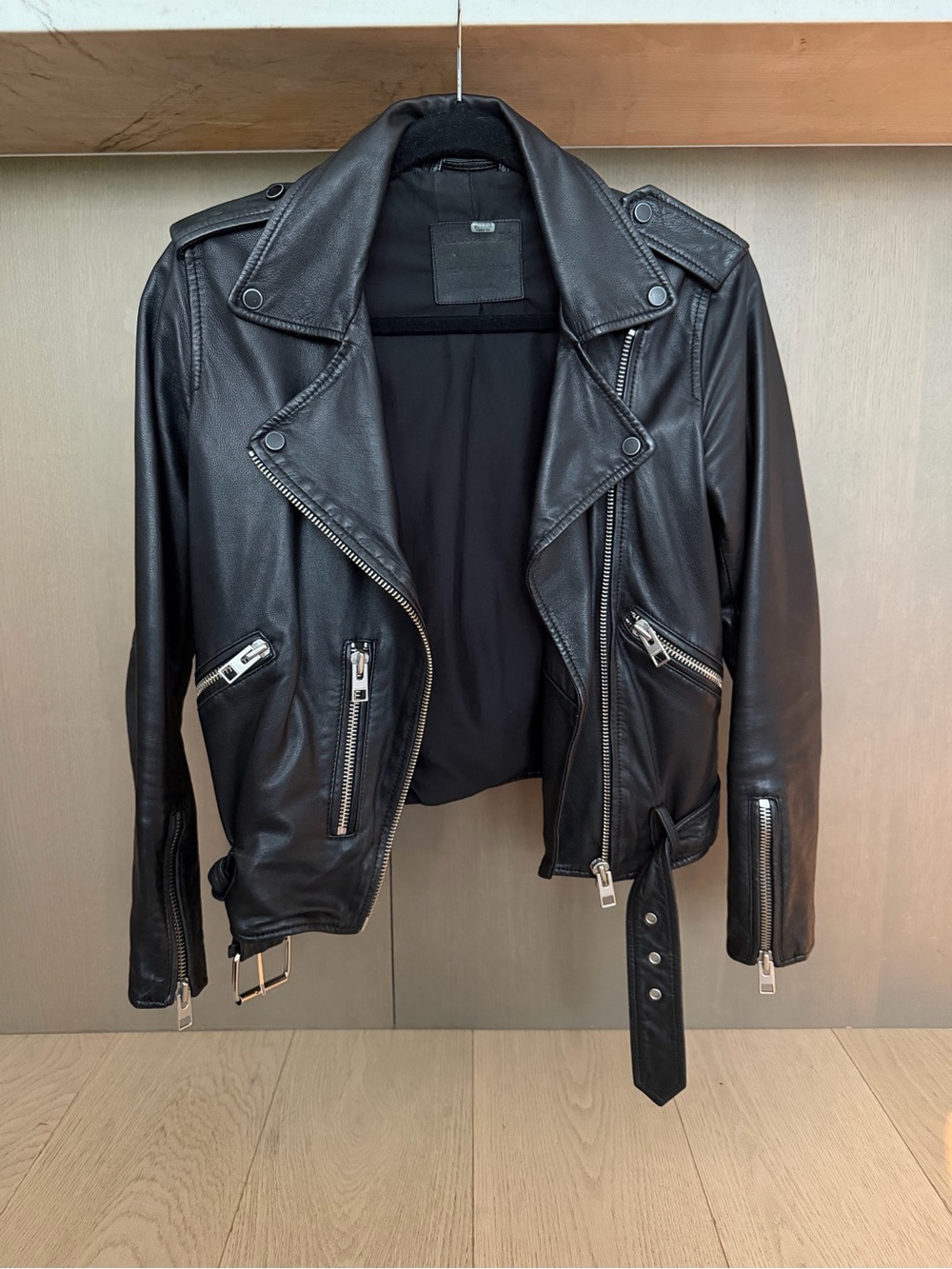 AllSaints Black Leather Biker Jacket